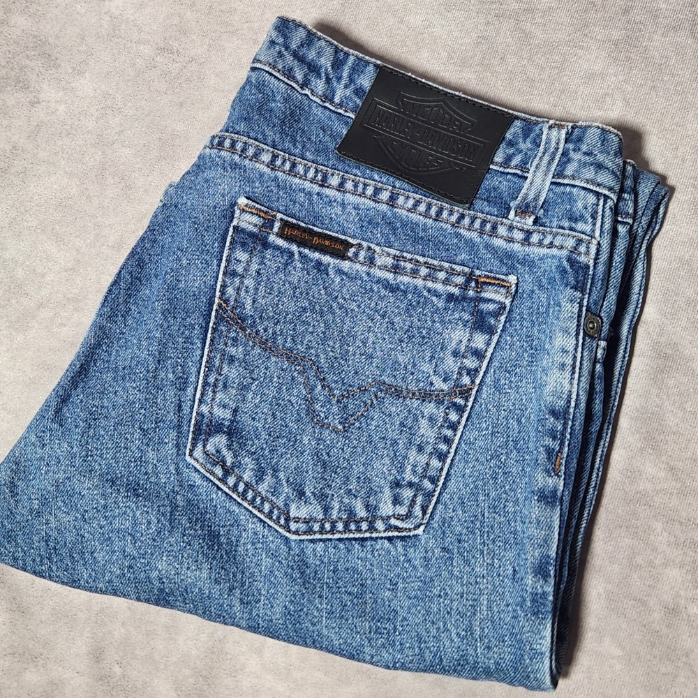 Harley-Davidson Womens Straight Leg Blue Denim Jeans sz 10 99021-08VW motorcycle